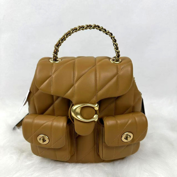 Coach Tabby Backpack W/ Pillow Quilting Crossbody Leather/Honey Brown CU076 NWT - Picture 1 of 13